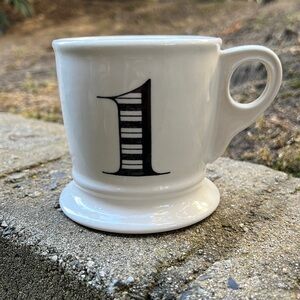 Anthropologie number 1 Anniversary White Ceramic Mug